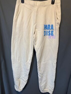 Cream 'Paradise' Graphic Jogger Pants for Women